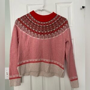 Madewell Fair Isle Merino Wool Blend Pink Sweater. Small.